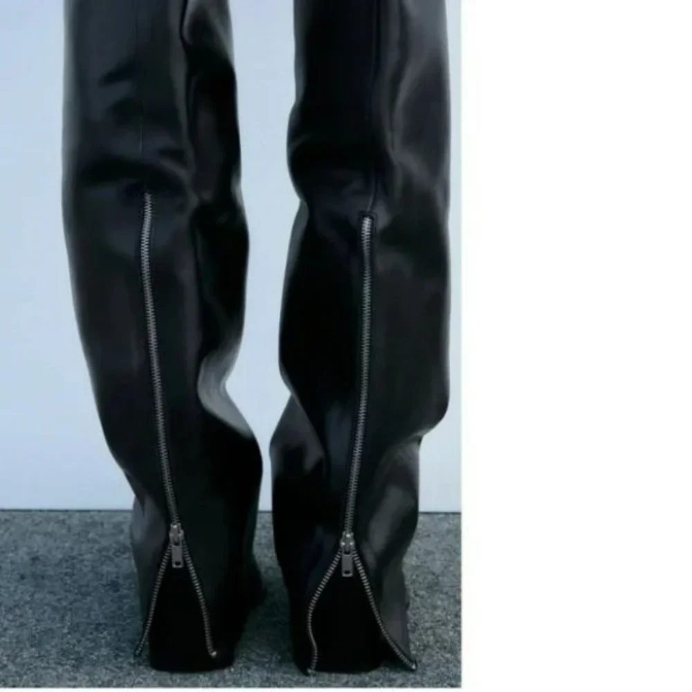 ZARA LEATHER GAITER BOOTS - Picture 8 of 12